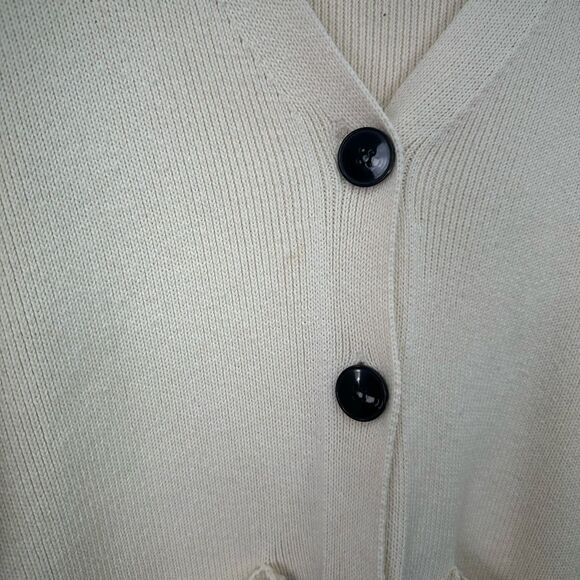 Zara Women’s Cream Black Contrasting Topstitch Oversized Pocket Cardigan Sweater - Picture 8 of 16